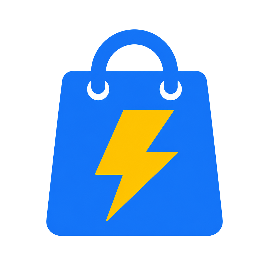 Voltra logo — shopping bag with lightning bolt